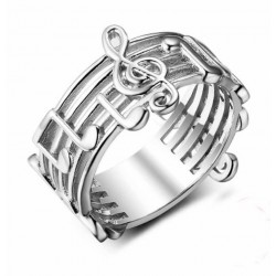 Anillo para mujer elaborado de plata de ley 925 con diseño nota musical