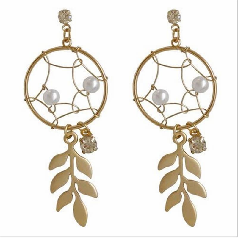 Pendientes atrapasueños dorados