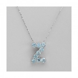 Collar con colgante de plata de ley 925 diseñado con una letra Z con piedra topacio