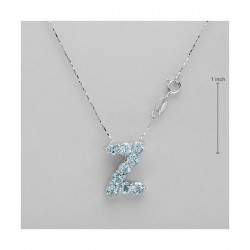 Collar con colgante de plata de ley 925 diseñado con una letra Z con piedra topacio