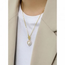 Elegancia Refinada: Collar Gargantilla con Cadena de Plata de ley 925 Chapada en Oro con Perla Barroca