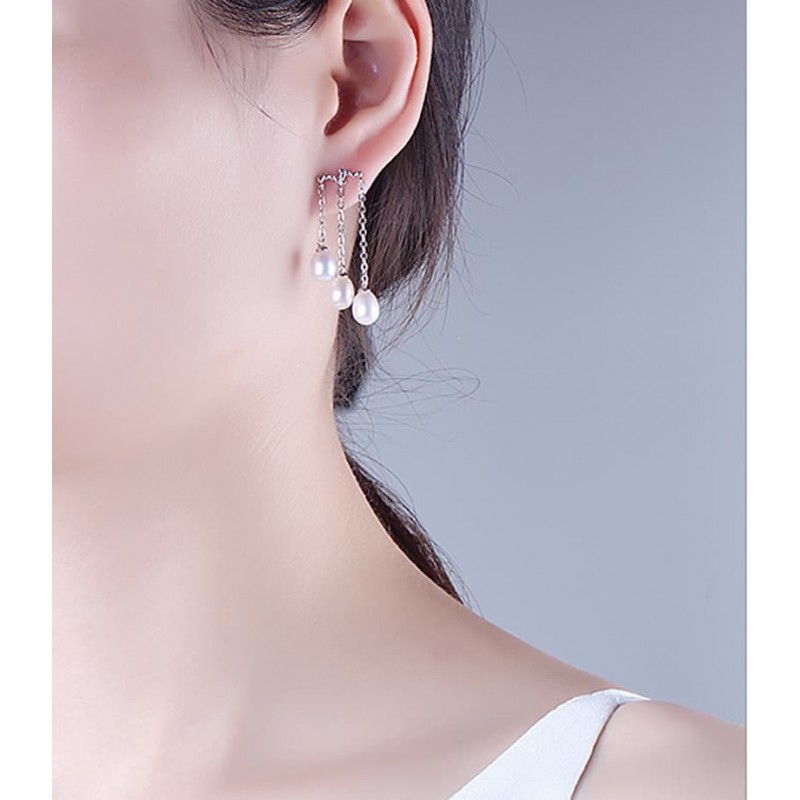 Pendientes de perlas cultivadas agua dulce