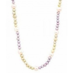 Collar de perlas de color blanca y púrpura con cierre de plata de ley 925