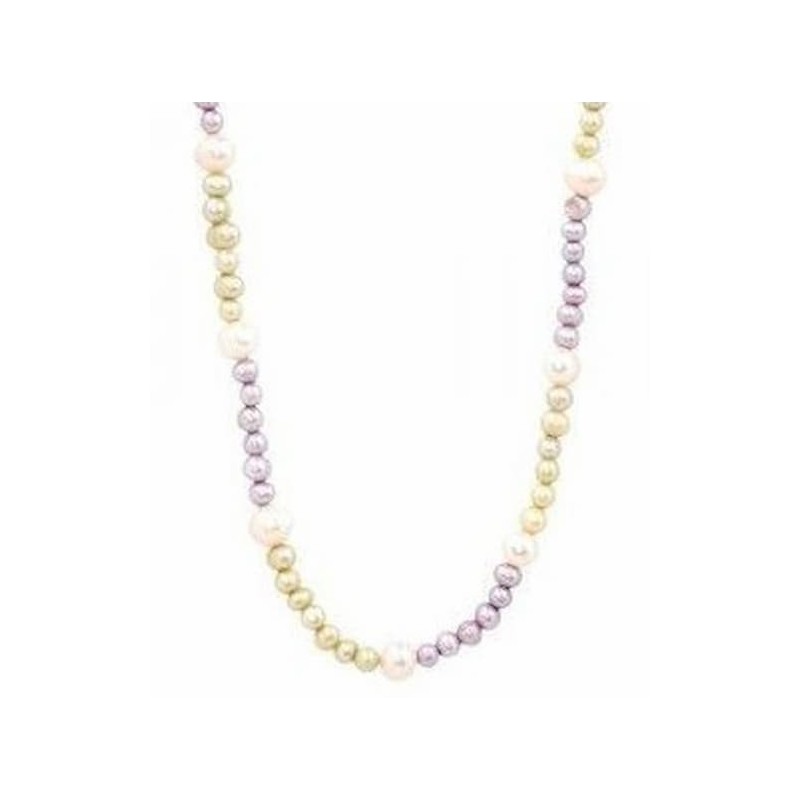 Collar de perlas de color blanca y púrpura con cierre de plata de ley 925