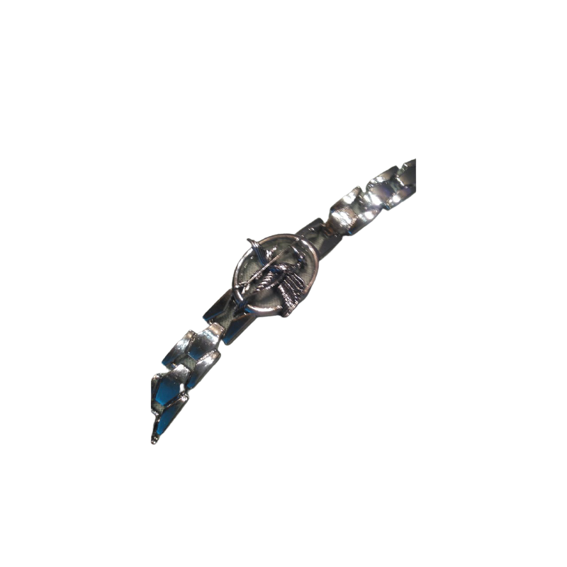 Pulsera de acero inoxidable para mujer con medallón central del símbolo de la Diosa y cadena de eslabones reforzados.