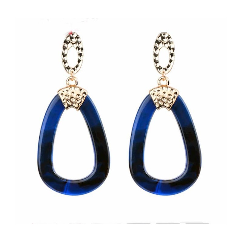 Pendientes con colgante de acrílico azul y negro