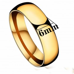 Anillo de boda de acero inoxidable chapado en oro 14k con gran circón de color blanco