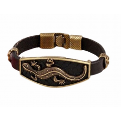 Elegante Pulsera de Piel con Motivo de Iguana para Mujer
