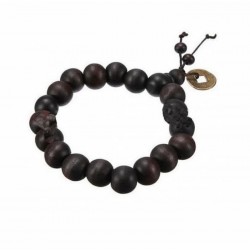 Pulsera de madera con diseño rosario budista