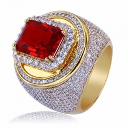 Anillos para hombres con diseño espectacular y chapado en oro blanco con cristales