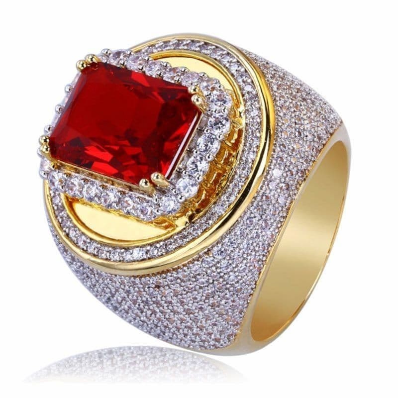 Anillos para hombres con diseño espectacular y chapado en oro blanco con cristales