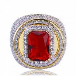 Anillos para hombres con diseño espectacular y chapado en oro blanco con cristales