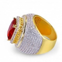 Anillos para hombres con diseño espectacular y chapado en oro blanco con cristales