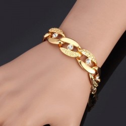 Pulsera de mujer diseño diseño hip hop con eslabones anchos y piedras de cristal
