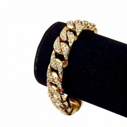 Pulsera para hombres de 21 cm de largo diseño hip hop chapada en oro
