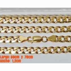 Collar cadena para hombres diseño clásica de 1,2cm de ancho y acabado en oro y paladio