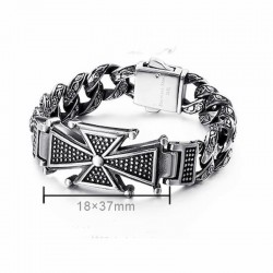 Brazalete diseño hip hop con cruz malta de acero inoxidable 316