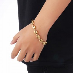 Brazalete diseño calabrote chapado 18k con eslabón grande