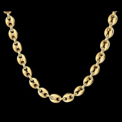 Cadena collar de acero chapado diseño grano de café de 5 mm de ancho fabricado en Unión Europea