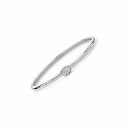 Clásica pulsera diseño esclava en plata de ley 925 con piedras preciosas blancas