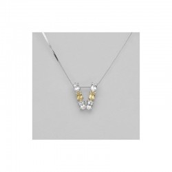 Colgante de plata fina diseño letra V con topacios y citrinos