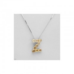 Collar de plata de ley 925 con un colgante diseñado con letra Z con piedras Citrino
