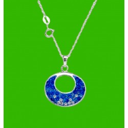 Collar de plata de ley 925 con colgante de esmaltado color azul