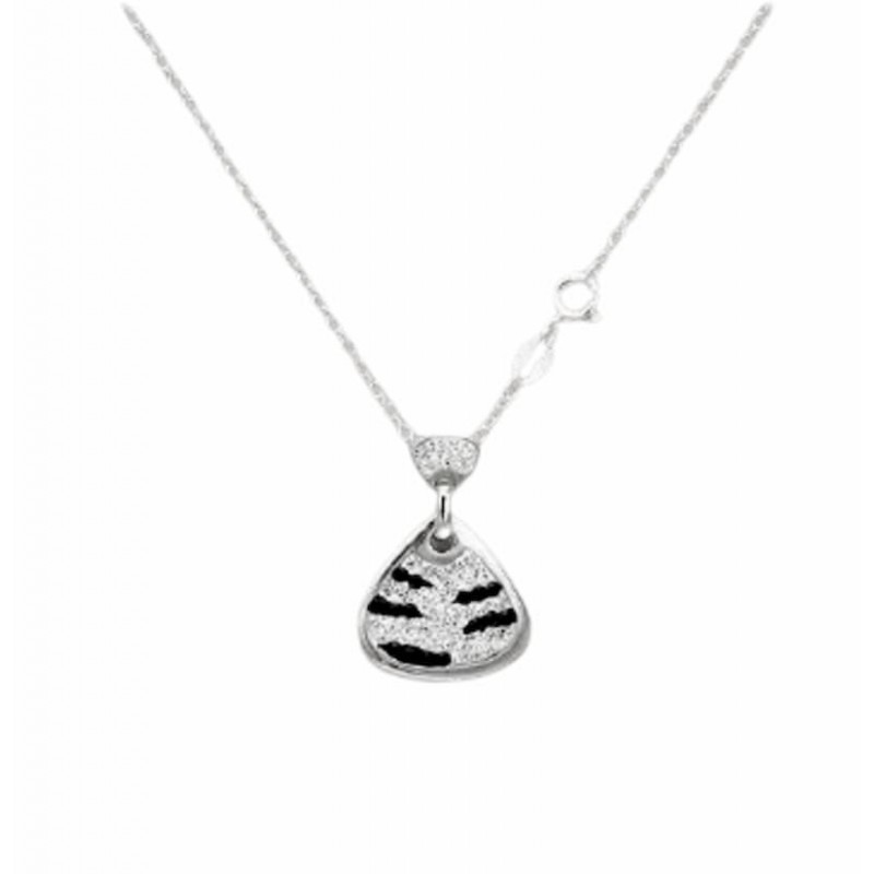 Elegancia en Contraste: Collar de Mujer en Plata 925 con Colgante Esmaltado en Negro, Resaltando tu Estilo con Distinción