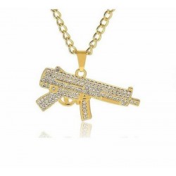 Collar para hombres estilo hip hop diseño de rifles AK47 - UZI