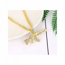 Collar para hombres estilo hip hop diseño de rifles AK47 - UZI