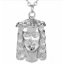 Cadena con colgante del rostro de Jesús fabricado en acero inoxidable