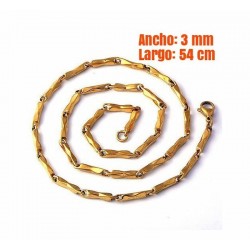 Cadena de acero inoxidable chapada oro 18k de 54 cm