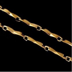 Cadena de acero inoxidable chapada oro 18k de 54 cm