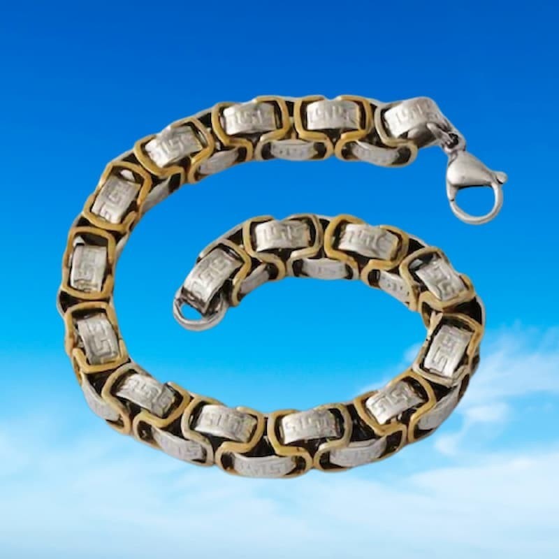 Estilo Sofisticado: Descubre Nuestra Pulsera Bizantina con Tonalidades Duales