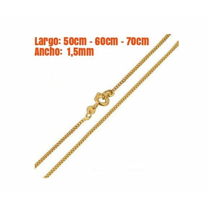 Cadena de acero inoxidable diseño cuadrado acabado oro 14k