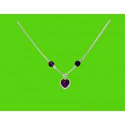 Collar de plata de ley 925 con tres piedras amatista de color púrpura