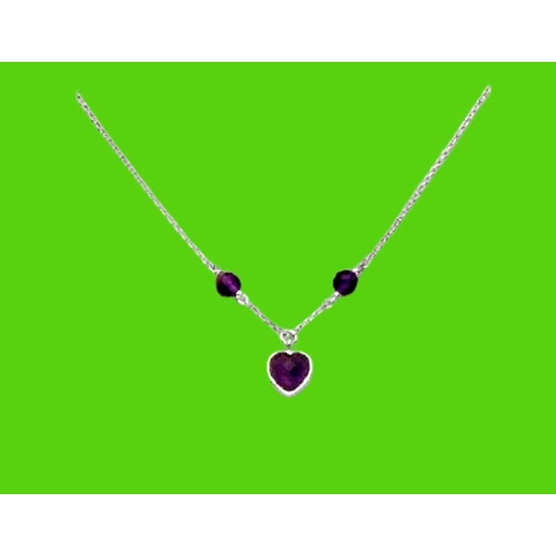 Collar de plata de ley 925 con tres piedras amatista de color púrpura