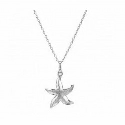 Sencillo colgante de plata de ley 925 diseñado con estrella de mar y cadena de 45 cm de largo