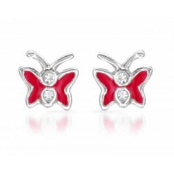 Pendientes para mujer diseño mariposa fabricados en plata 925 con esmalte rojo