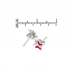 Pendientes para mujer diseño mariposa fabricados en plata 925 con esmalte rojo