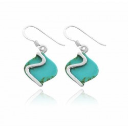Exclusivos Pendientes para novia en plata de ley 925 y turquesa azul con detalles en verde