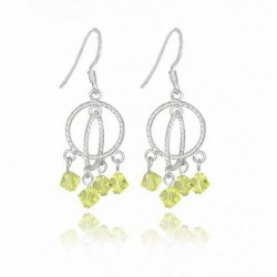 Pendientes de mujer de plata de ley con cristales rojos o amarillos