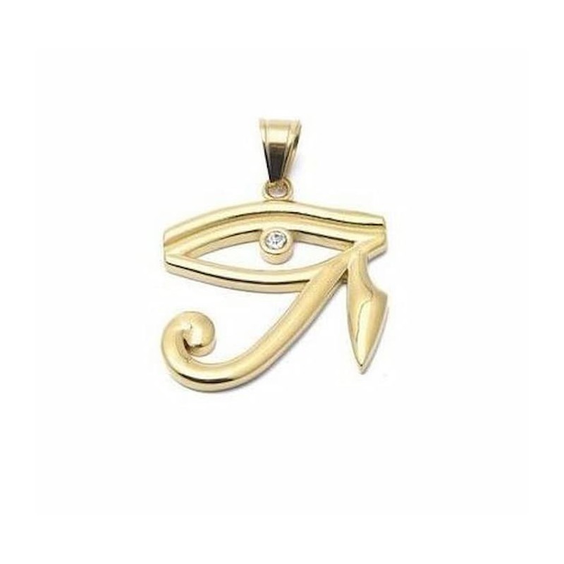 Colgante amuleto chapado en oro 18k con piedra de cristal diseño egipcio ojo de Horus