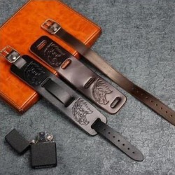 Brazalete ajustanle de piel en color negro o marrón con diseño de águila