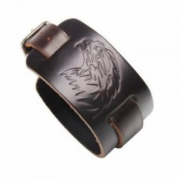 Brazalete ajustanle de piel en color negro o marrón con diseño de águila