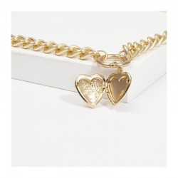 Collar de dos cadenas chapadas con colgante portafotos diseño corazón