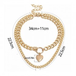 Collar de dos cadenas chapadas con colgante portafotos diseño corazón