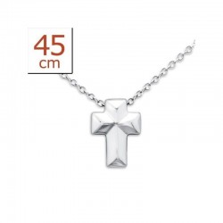 Collar para mujer fabricado en plata de ley 925 y cruz cristiana facetada