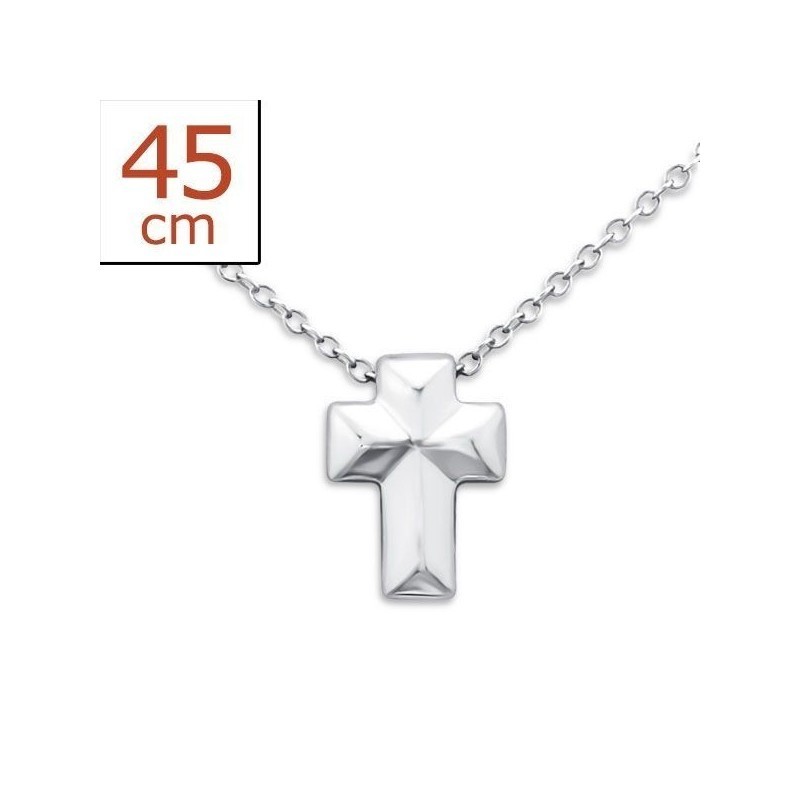 Collar para mujer fabricado en plata de ley 925 y cruz cristiana facetada