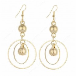 Pendientes largos de perlas para novia con colgantes redondos dorados